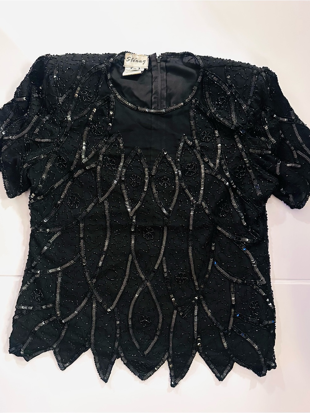1970s Vintage Stenay Black embroidered Blouse P16